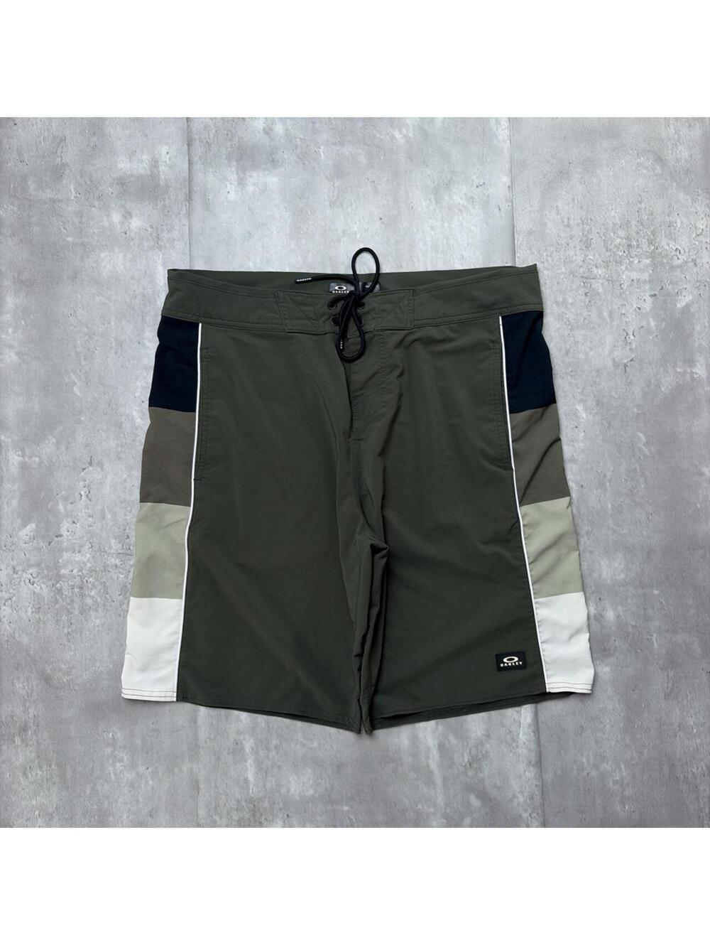 Y2K Olive Green Oakley Surf Grunge Baggy Board Shorts